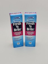 Lot Of 2, Fresh N Brite Denture Cleaning Paste 3.8 Oz Exp 04/2027 NEW