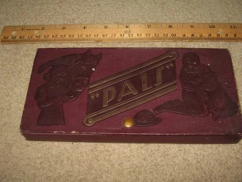 PALS 1930s children's pets,girl horse boy dog PENCIL BOX