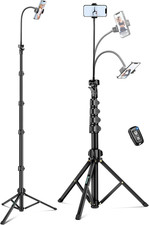 Phone Tripod, 85" Tripod for Cell Phone Iphone with Gooseneck, Aluminum Tripods