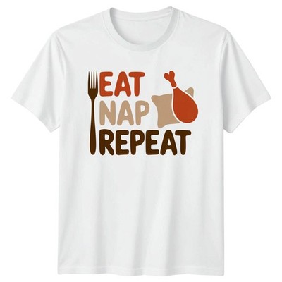 Eat Nap Repeat T-Shirt Thanksgiving Humor Thanksgiving Geschenk für Sie und Ihn