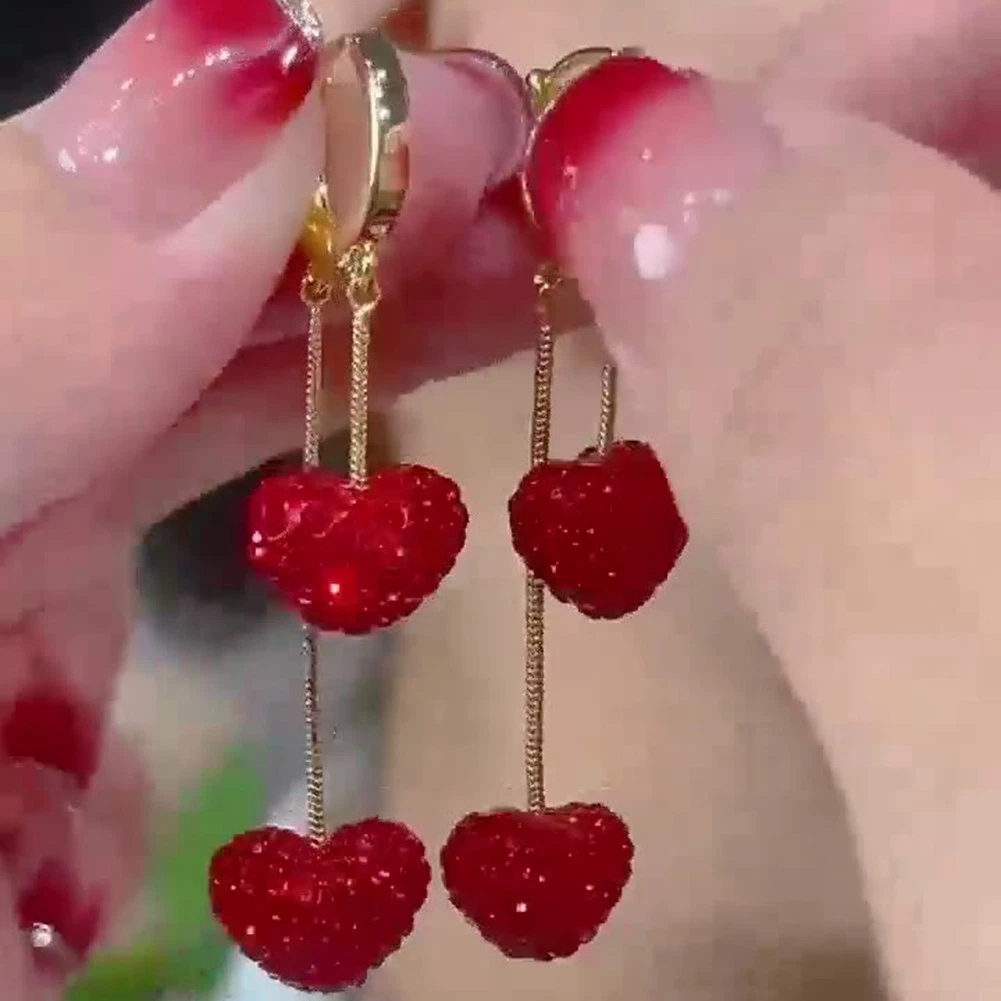 BUCCELLATI Favolosi orecchini stile lungo cuore rosso pezzo unico gioielli a scelta per donna