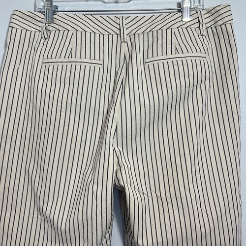 CAbi Pants Striped Tick Tock Crop Wide Leg Tan Navy Blue Pinstripe #5316 14 - Picture 4 of 5
