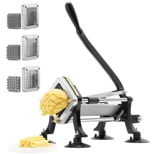 French Fry Cutter for Potatoes, Potato Cutter with 1/4 Inch Shoestring, 3/8 I...