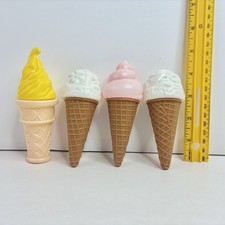 4 Pretend Ice Cream Cones Play Food Vanilla Strawberry Banana Lemon Lot READ 