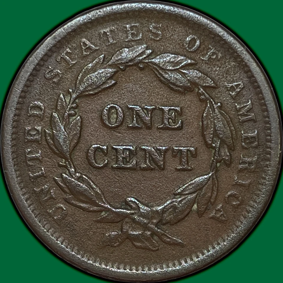 Moneda XF+/AU extremadamente fina elección centavo pelo trenzado fecha grande 1842 #29638 Foto 2 de 3