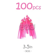 100pcs Pink 3.5" Squid Hoochies Octopus Skirts Trolling Fishing Soft Lures 9cm