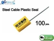 Cable Steel Lock Security Seal, 100 pcs., 12" 1.8 mm, Numbered & Barcode BFS