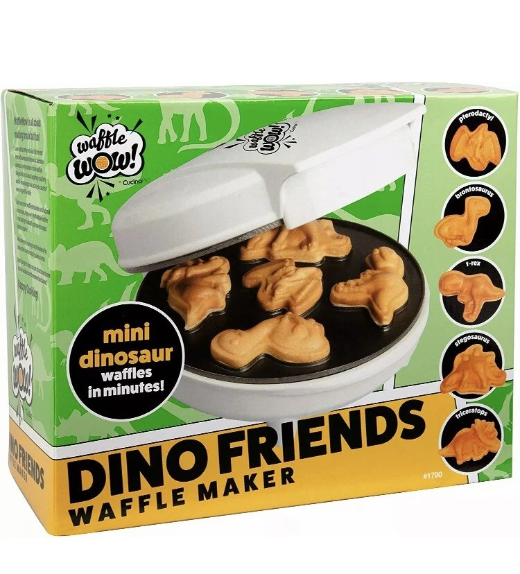 Dinosaur Waffle Maker 5 Different Shaped Dinos Electric Non-Stick Waffler Iron