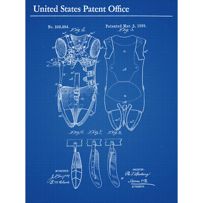 Spalding Flying Machine Suit Feathers 1889 Vintage Patent Art Canvas Print 18X24