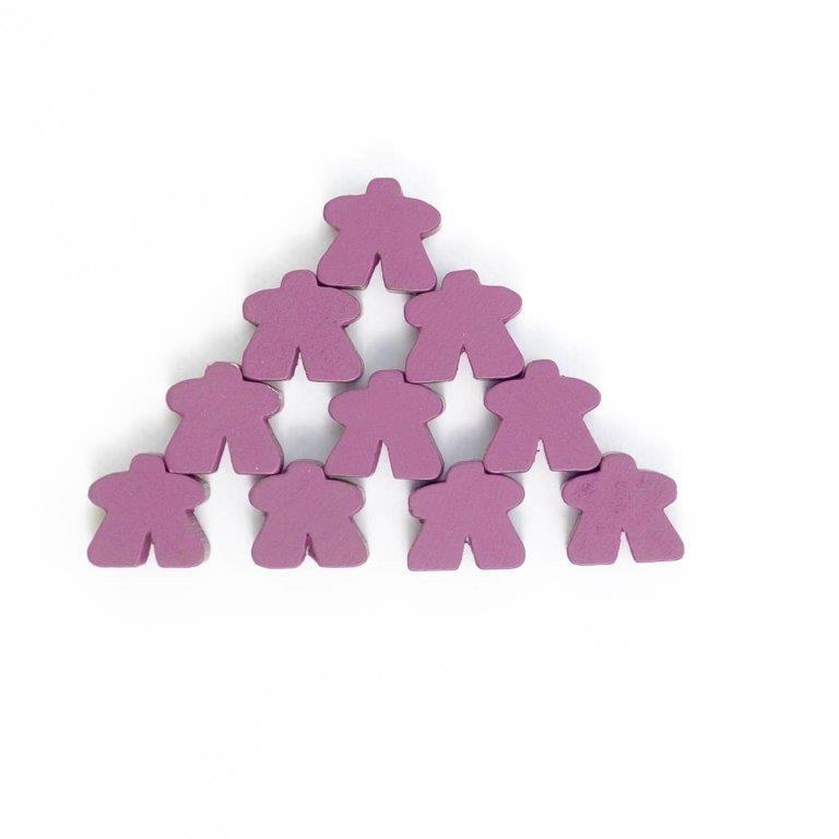 Meeples: Wooden Meeple 16mm Purple x 30