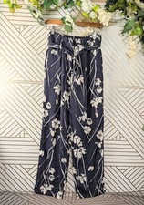 ZARA BASIC COLLECTION Women's Floral High Waisted Tie Waist Trousers Size Small