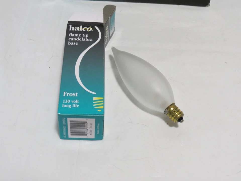 Halco 60 Watt  CFF60 # 2010 CA-10 Frost Flame Tip w/ Candelabra Base Case of 25 - Image 3 of 4