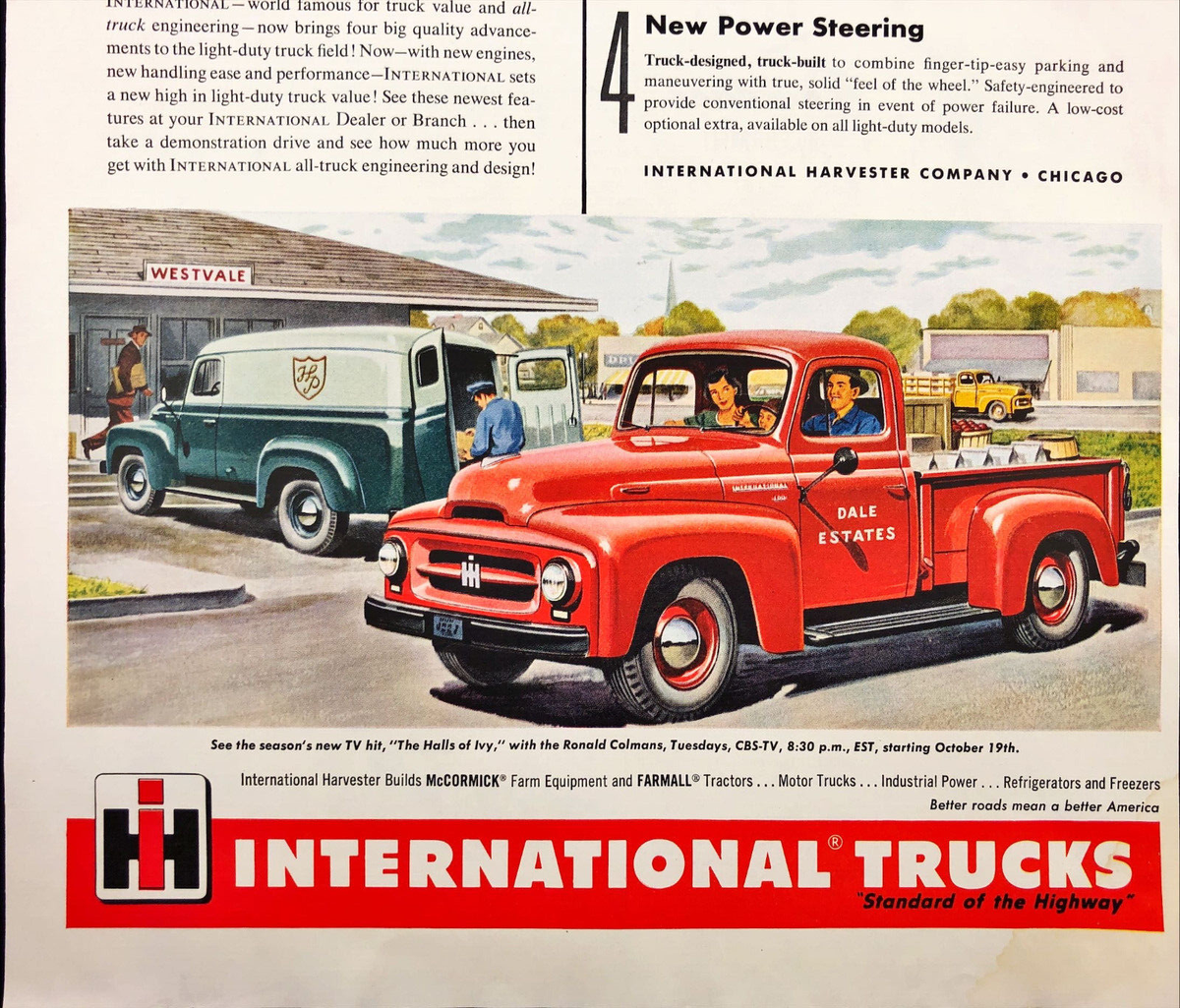 1954 International Trucks Vintage Print Ad Red Truck Standard of