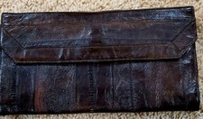 Brownish-Black Genuine Eel Skin Leather Wallet 9 Inch X 5 Inch
