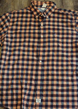 Izod Saltwater Shirt Mens XL Blue Pink Plaid Short Sleeve Button Up Cotton   