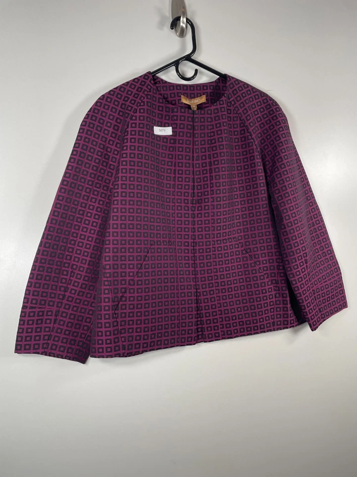 BNWT Ellen Tracy Womens Blazer Jacket Geometric Career Wear Purple Sz Medium - Image 3 of 4