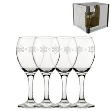 Engraved Stars Pattern Pure Wine Set of 4 11oz Glasses