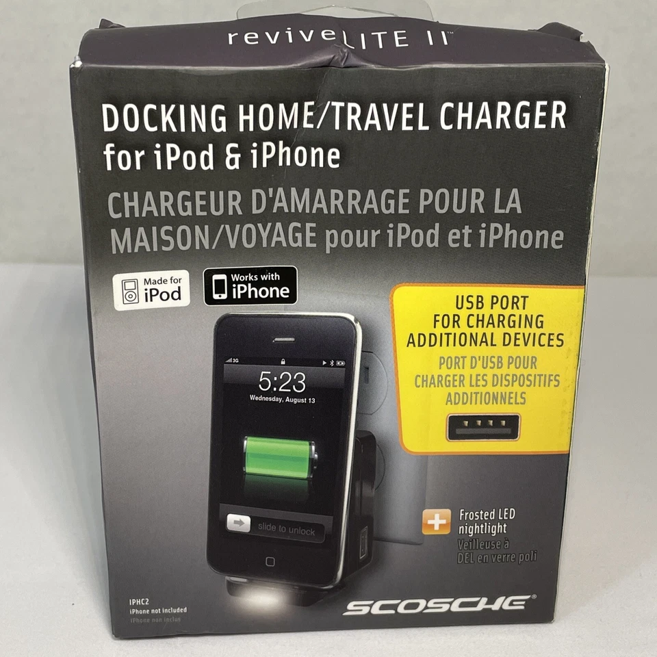 SCOSCHE Acoplamiento Hogar/Cargador de Pared de Viaje/Mesa de Noche para iPod y iPhoneIPHC2 Foto 2 de 4