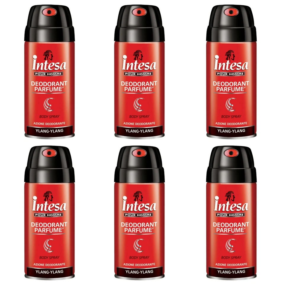 6 pezzi INTESA POUR HOMME Deodoante Spray Deodorant Parfumé YLANG-YLANG 150 ml