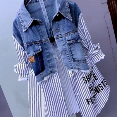 Denim Shirt Tops Casual Jean Jackets For Female.