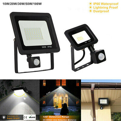 LED Floodlight PIR Motion Sensor 100W-10W Security Flood Lights Outdoor Patio