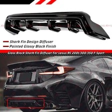 For 2015-18 Lexus RC300 RC350 F-Sport Gloss Black Shark Fin Rear Bumper Diffuser
