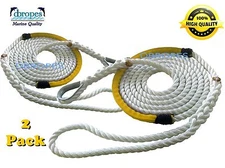 2 of 3 Strand Mooring Pendant Nylon Rope Lines 1/2"X12'+ Chafe Guard + Thimble