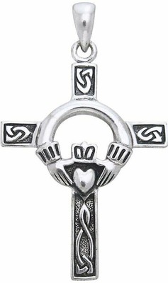 Jewelry Trends Sterling Silver Celtic Claddagh Cross Pendant