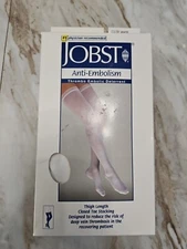 Jobst Anti Embolism Compression Thigh High, White Large Long, closed toe 111486