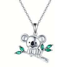 Cute Koala on Tree branch Charm Trendy Stylish Fashion Pendant Necklace 16"
