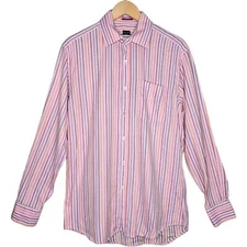 Paul Smith Pink Striped 100% Cotton Button Down Shirt Size L