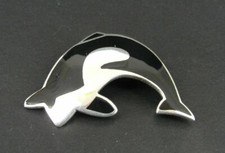 Far Fetched Brooch Silver Whale Orca Enamel S...