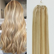 Extensiones de cabello micro eslabones micro anillo cuentas punta de bucle cabello humano real moda EE. UU.