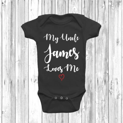 DIZZYKITTEN Personalised My Uncle Loves Me Baby Grow Body Suit Vest Cute Gift Present
