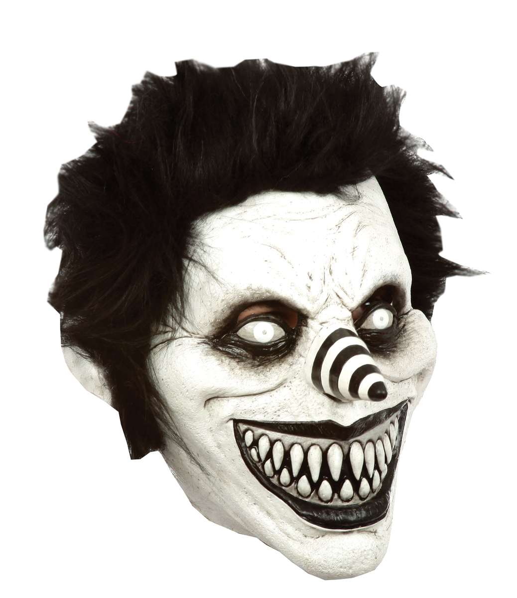 Adult Laughing Jack Black & White Insane Clown Latex Mask Costume