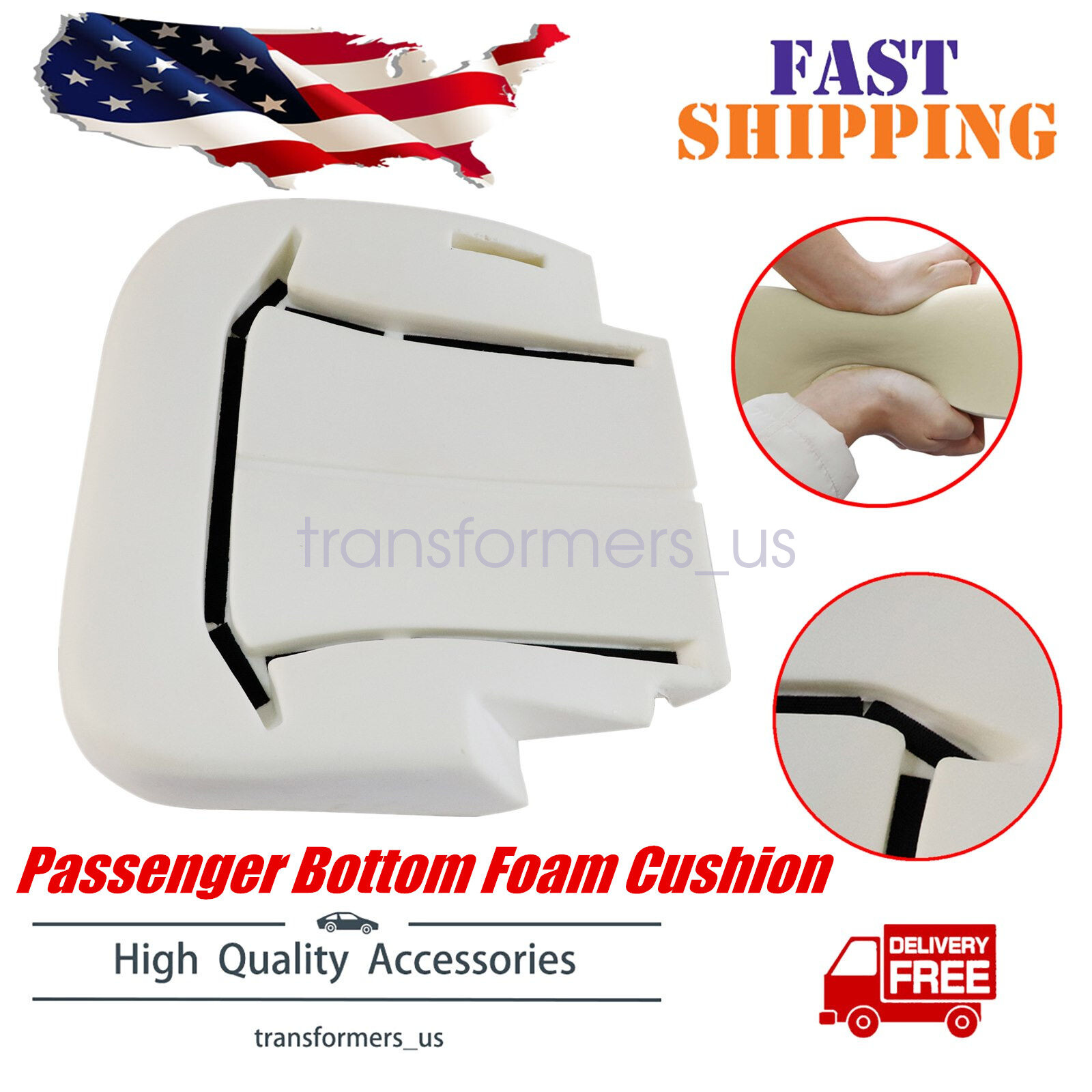 Passenger Bottom Foam Cushion For 1999-2002 Chevy Silverado 1500 2500 3500 HD