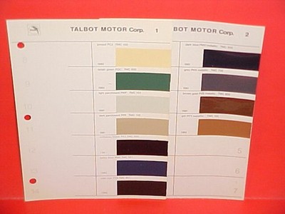 1980 1981 1982 TALBOT MOTORS SOLARA TAGORA SAMBA CABRIOLET GLASURIT PAINT CHIPS