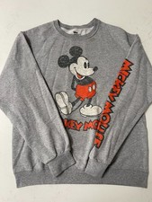 Disney Mickey Mouse Graphic Print Grey Crewneck Sweatshirt Size M
