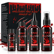 4PCS Halloween Fake Blood Spray Kit, Realistic Fake Blood Makeup