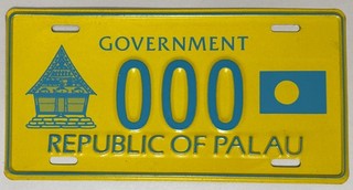 PALAU Government Sample License Plate #000