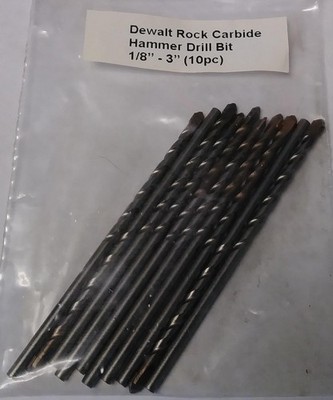 Dewalt 1/8'' x 3'' Rock Carbide Hammer Drill Bit 10 Pack Bulk
