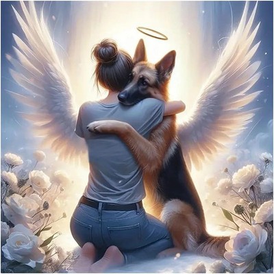 German Shephard Angel Love Sticker Deca Laptop Wall Mirror Cup Tumblr Locker Bin