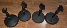 FOUR Atlas Sound Fixed Height Desktop Mic Stands w Shure Microphone Holder Clips