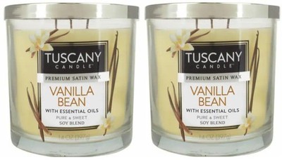 Tuscany Candle Vanilla Bean Sweet Essential Oil Soy Blend Wax, 14 oz (2 Jars)