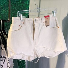 Levi's 501 High Rise White Cut Off Denim Shorts Women's Size 32