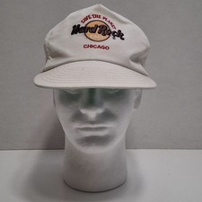 Hard Rock Cafe Chicago Leather Strapback Baseball Cap Hat Vintage Made In USA