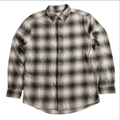 Marks Spencer Hemd Herren M Regular Grau Creme Flanell Kariert Button Down Kariert