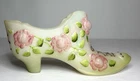 Fenton Glass Slipper Shoe Rose Cabbage 95th Anniversary Bill Fenton Signed Burns