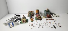 10 Vintage Train Buildings, Track Parts, 50 Mini Figures All Rare - Read