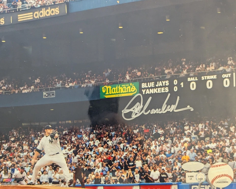 Paquete de fotos automático 8x10 de los Yankees x9 Cerone Leyritz Mussina Tiant Brosius Austin Foto 3 de 4